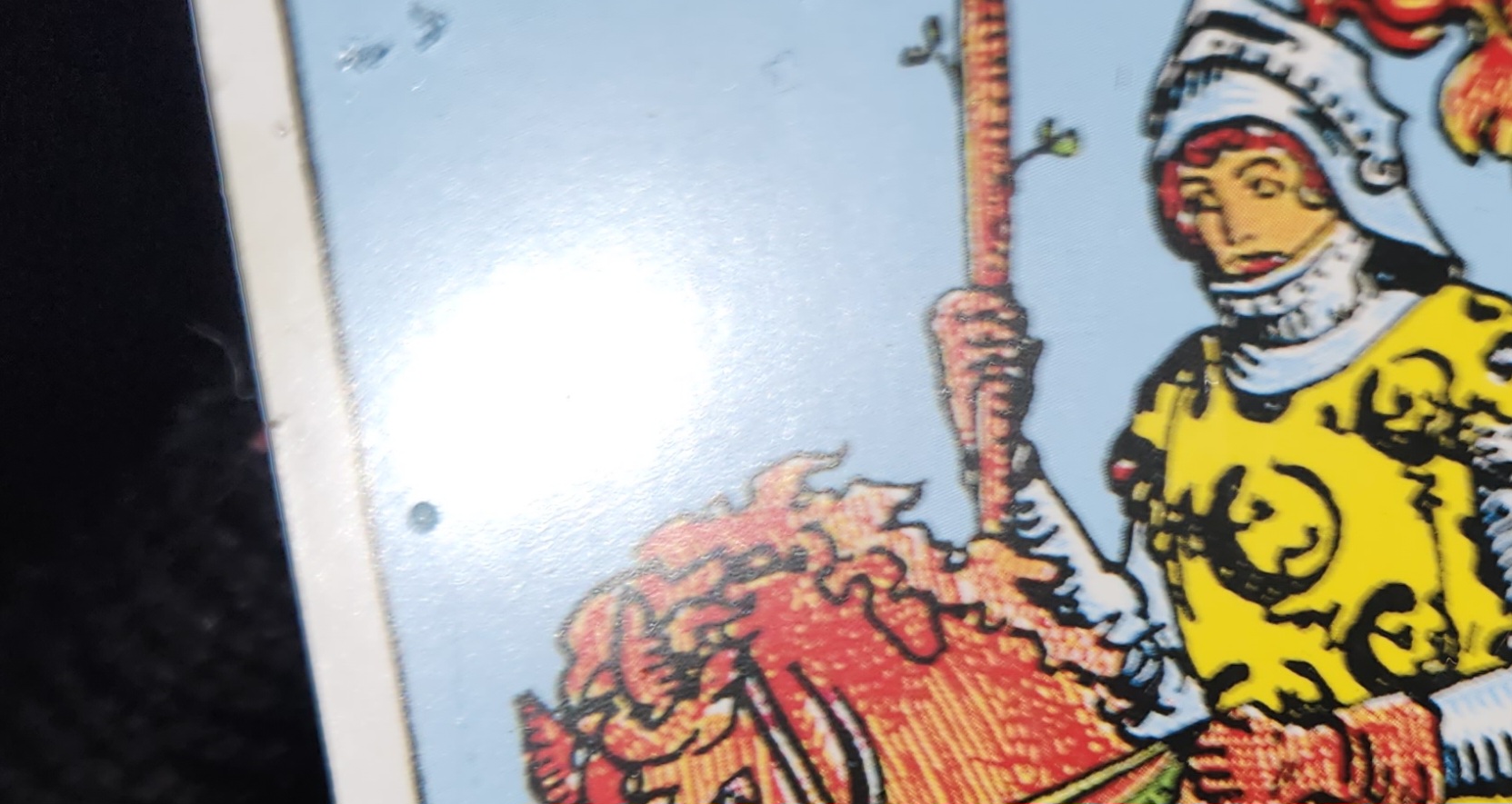Part of the Knight of Wands tarot card